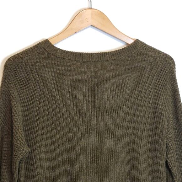 Madewell Olive Green Crew Neck Pullover Sweater Ribbed Knit Cozy Classic XS - Picture 8 of 14